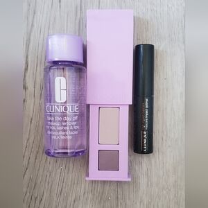 Clinique Eyeshadow Duo with Makeup Remover & Mascara All About Eyes 3 Piece Set